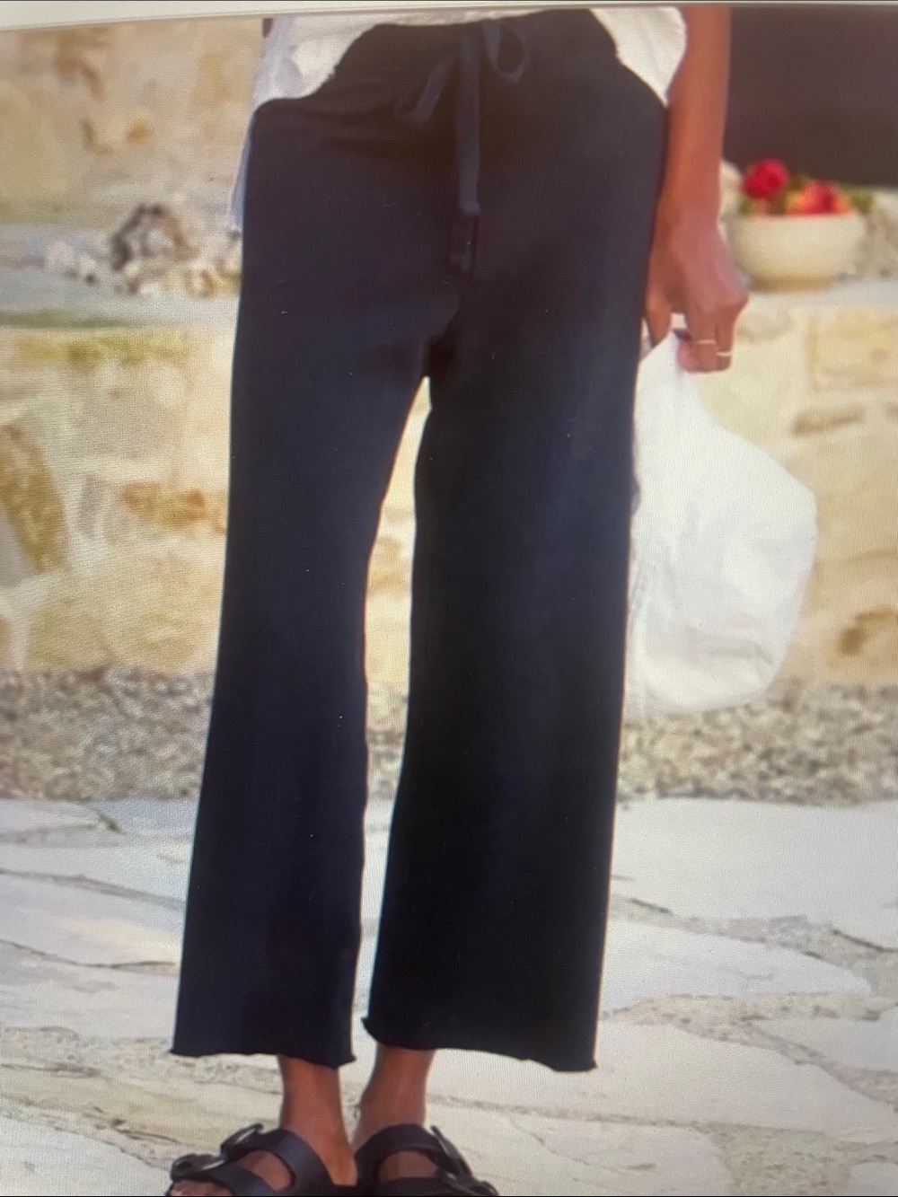 Frank & Eileen black wide leg Terry pant sz m